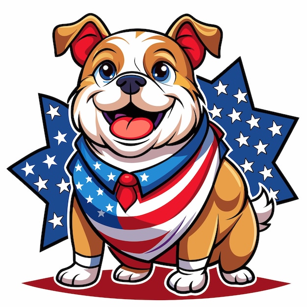 Vector bulldog t shirt design with usa flag artwork