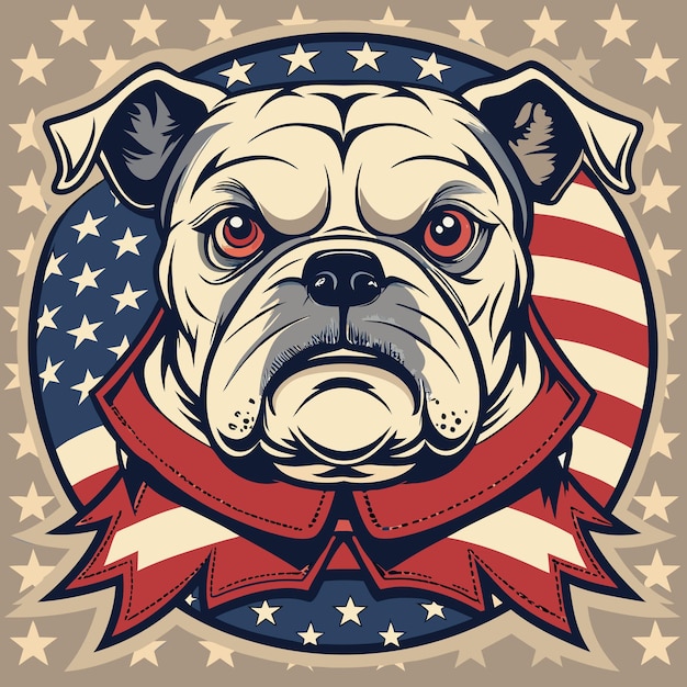 Vector bulldog t shirt design with usa flag artwork