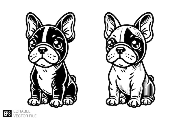 Vector bulldog vector illustration graphic design template black and white