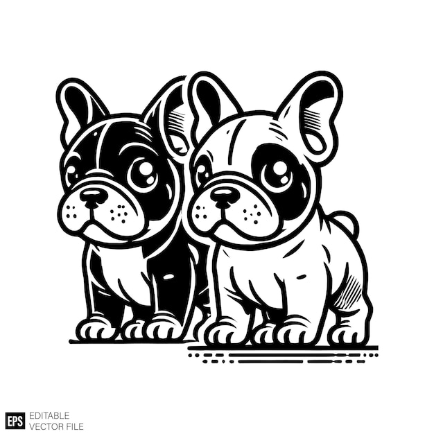 Vector bulldog vector illustration graphic design template black and white