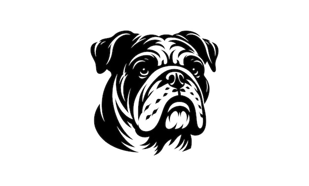 A Bulldog vector silhouette A Bulldog face vector silhouette