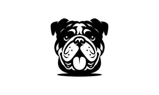 A Bulldog vector silhouette A Bulldog face vector silhouette