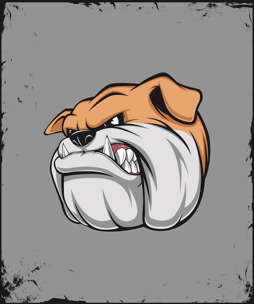 A bulldog with a black and white background and a paw print on it.