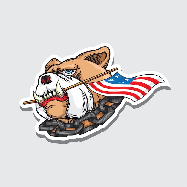 Vector bulldog with usa flag