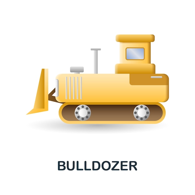 Bulldozer icon 3d illustration from construction instruments collection Creative Bulldozer 3d icon for web design templates infographics and more