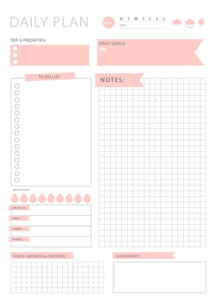 Vector bullet journal planner template