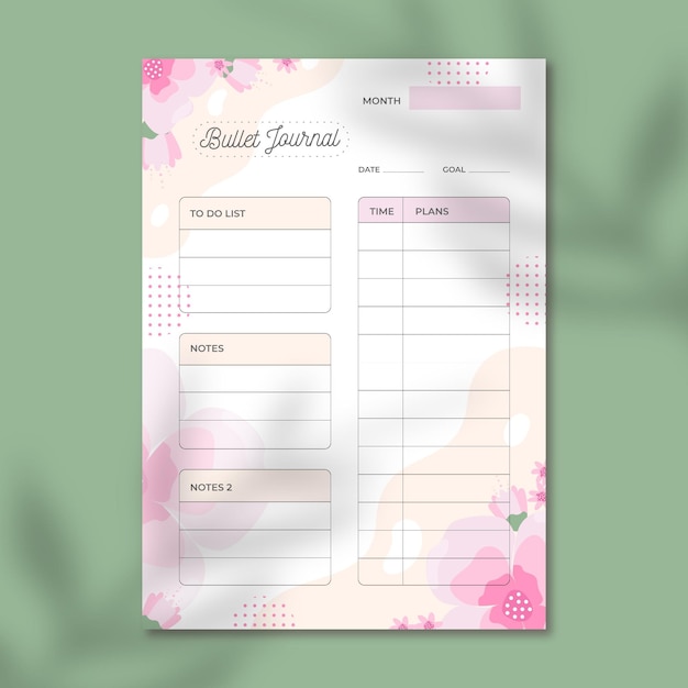 Bullet journal planner template