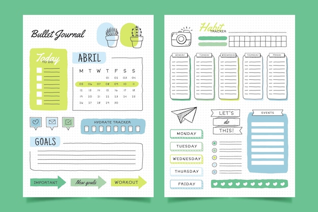 Bullet journal planner template