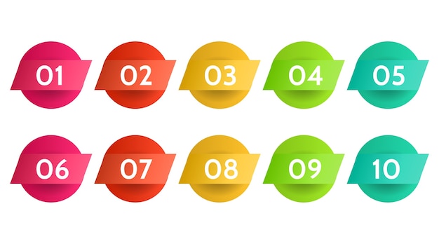 Bullet points data, info markers. icon arrow set. Number Flags 1 to 12 Flat design isolated . infographic illustration.