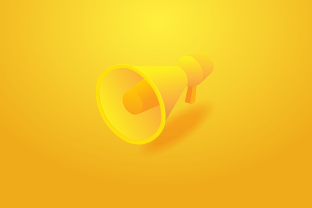 Bullhorn at background yellow and Promotion advertisement megaphone