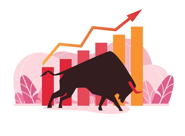 Vector bullish stock increase chart illustration design