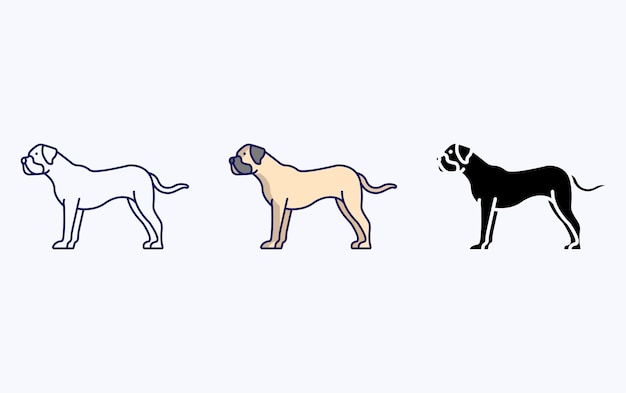 Bullmastiff Dog Breeds illustration icon