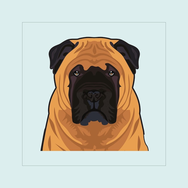 Bullmastiff Dog head illustration vector