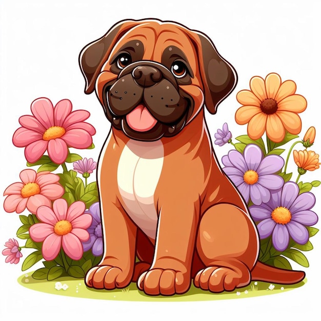 Bullmastiff dog Vector Cartoon illustration