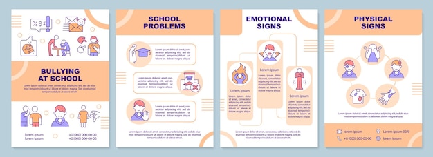 Bullying at school orange brochure template