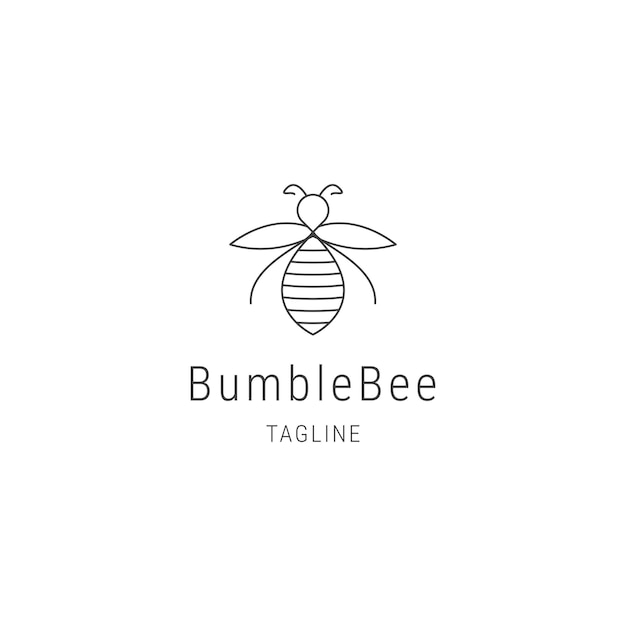 Vector bumblebee line art logo design template