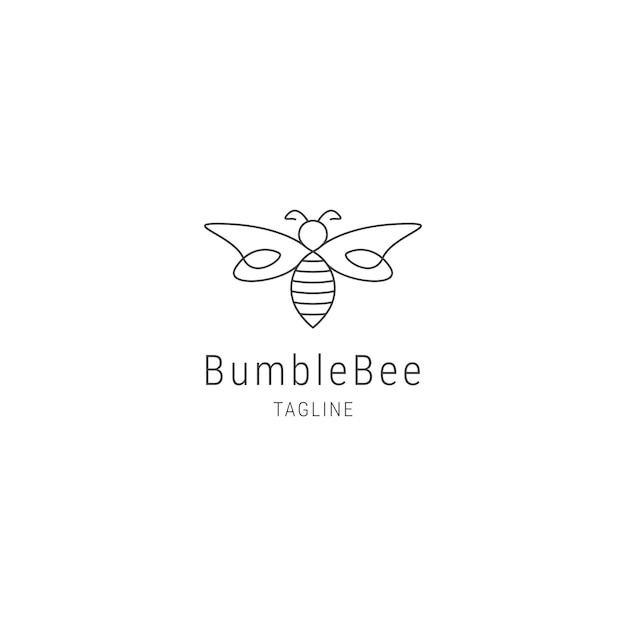 Bumblebee line art logo design template