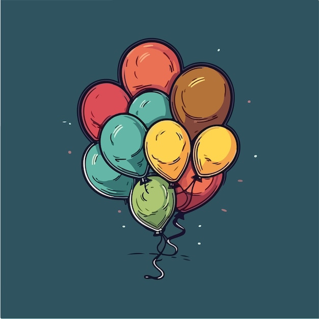 A bunch of balloons with the word birthday on the bottom.