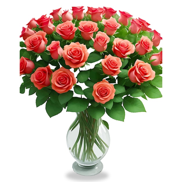 Bunch of beautiful blooming roses in vase