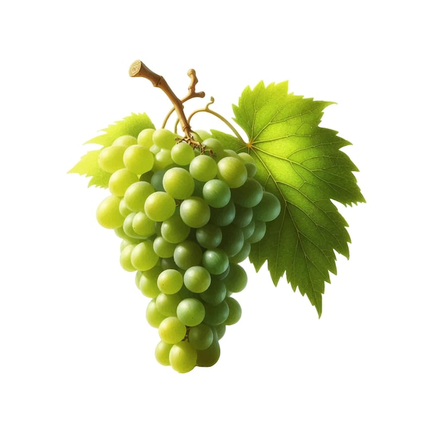 Vector a bunch of grapes with a green leaf on the top