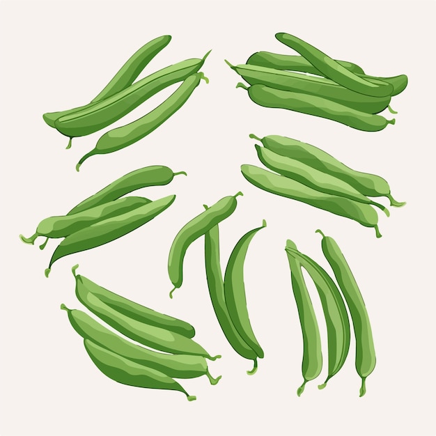 A bunch of green peas on a white background