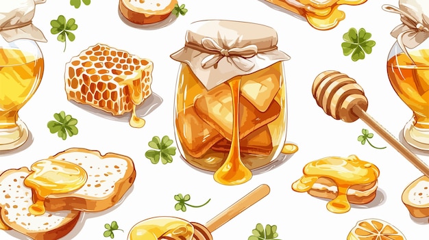 Vector a bunch of honey and honey on a white background