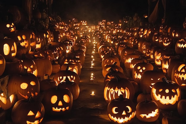 Vector a bunch of pumpkins that are on a street