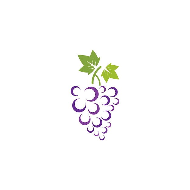 Bunch of wine grapes with leaf icon