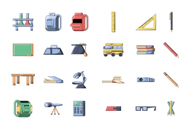 Bundle back to school with set icons