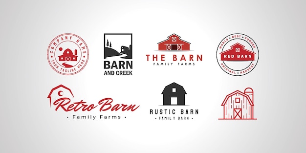 Bundle collection of barn logo art vintage vector illustration template icon graphic design