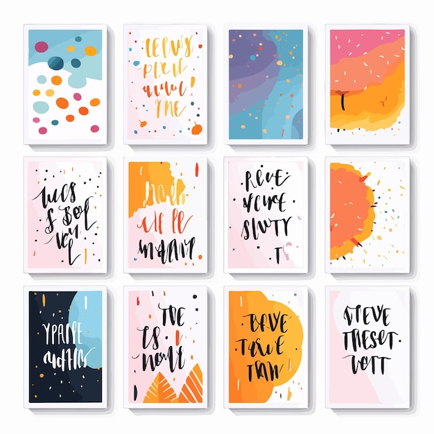 Vector bundle of decorative card templates with motivational quotes