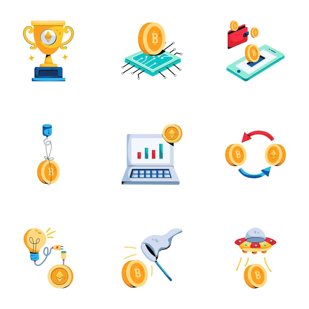 Bundle of Digital Currencies Flat Icons