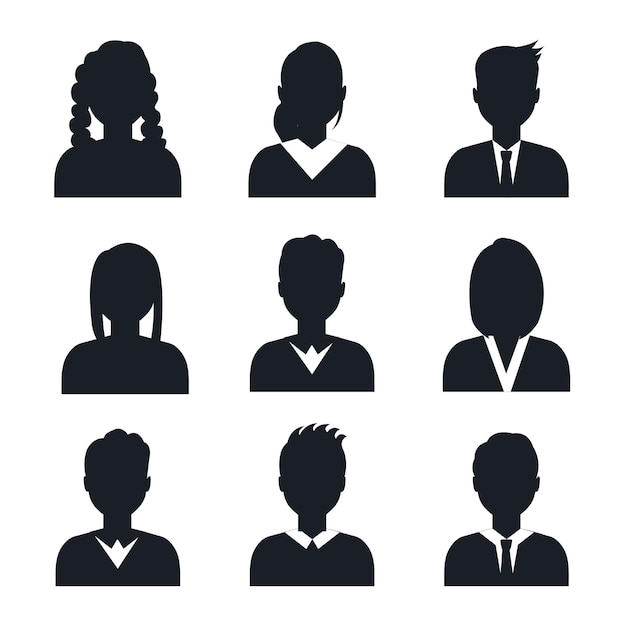 Vector bundle of elegant business people avatar vector silhouettes collections