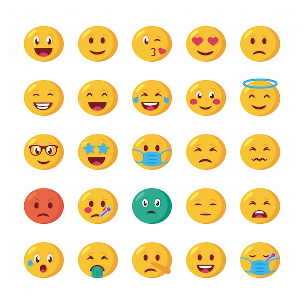 Bundle of emojis faces set icons