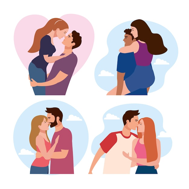 Bundle of four couples lovers characters