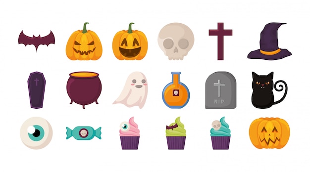 Bundle halloween with set icons