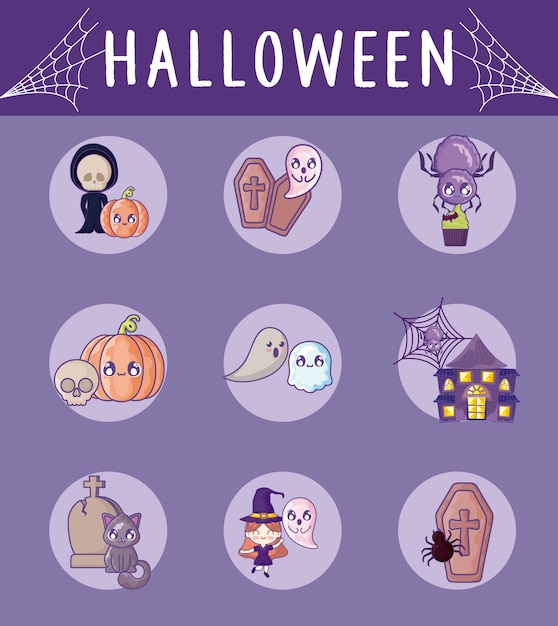 Bundle halloween with set icons