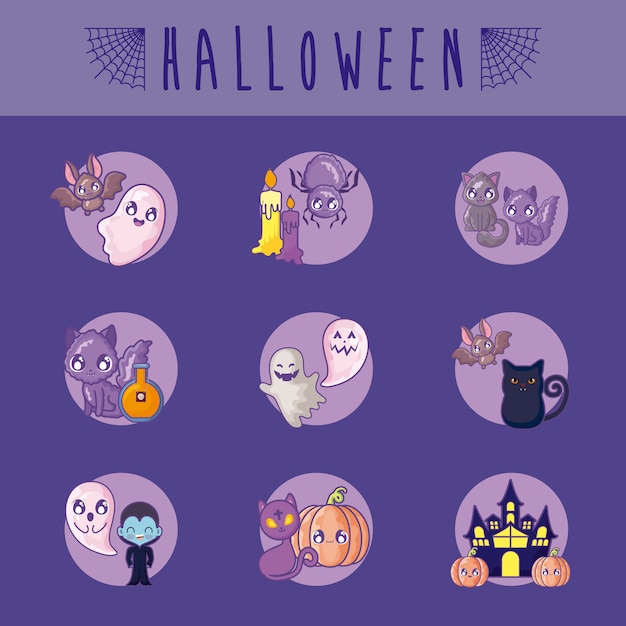 Bundle halloween with set icons