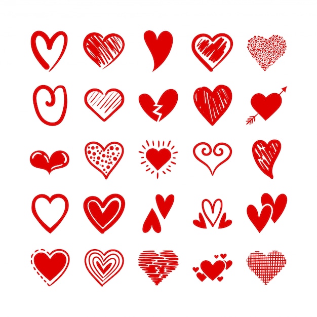 Bundle of hearts love set icons