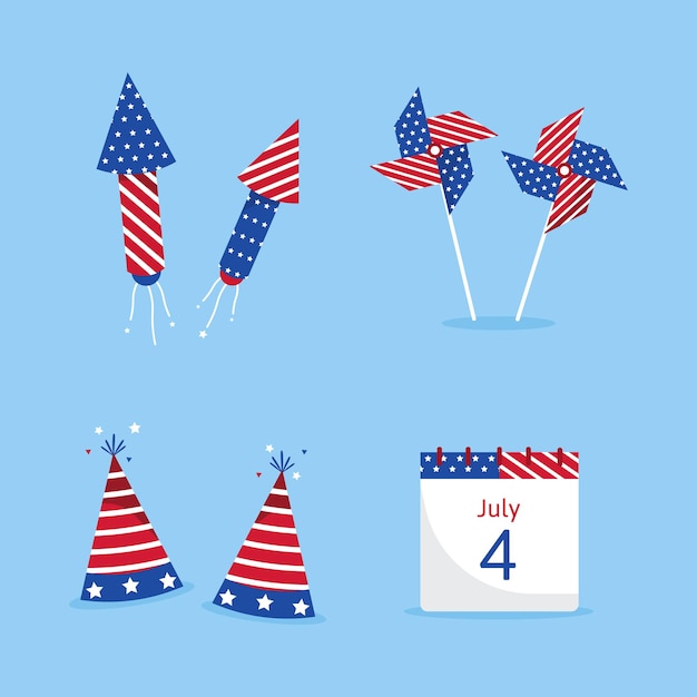 bundle of independence day usa icons vector illustration design