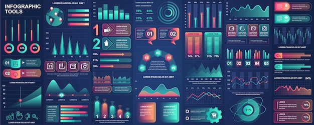 Vector bundle infographic ui, ux, kit elements  template