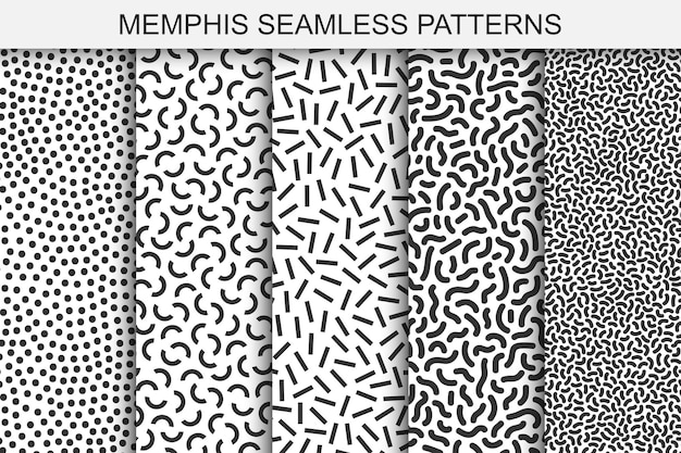 Bundle of memphis seamless patterns Fashion 8090s You can find seamless backgrounds in swatches panel