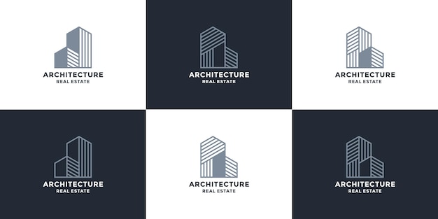 Bundle real estate architecture logo design template