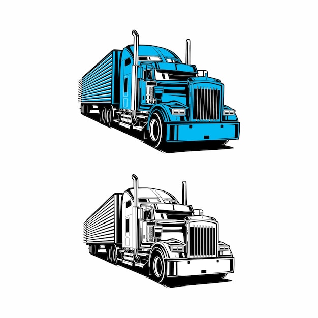 Bundle set semi truck silhouette