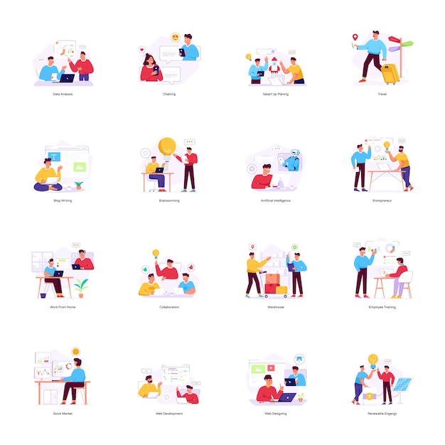 Bundle of Teamwork Flat Illustrations