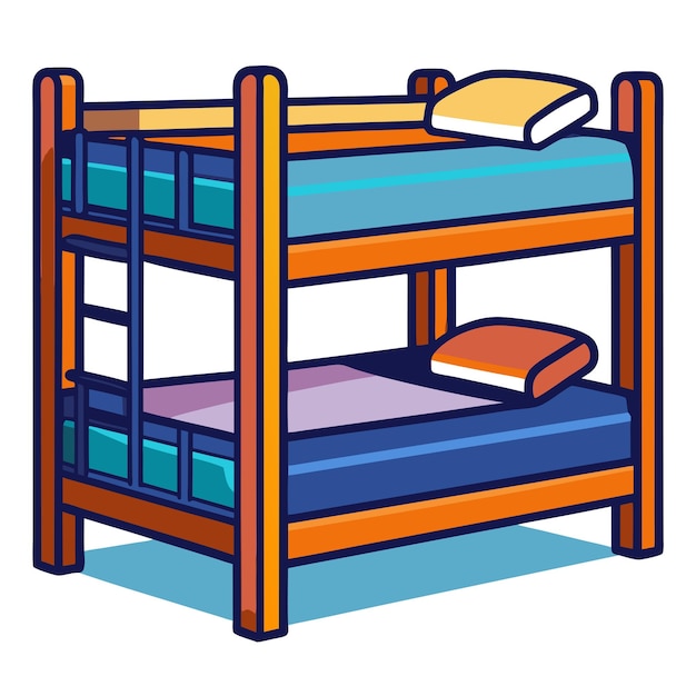 Bunk bed clip art and Vector Design With a White Background