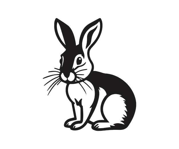 Bunny black silhouette Illustration Vector Easter rabbit