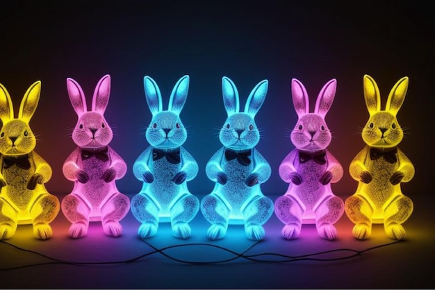 Vector bunny brigade group of cute rabbits