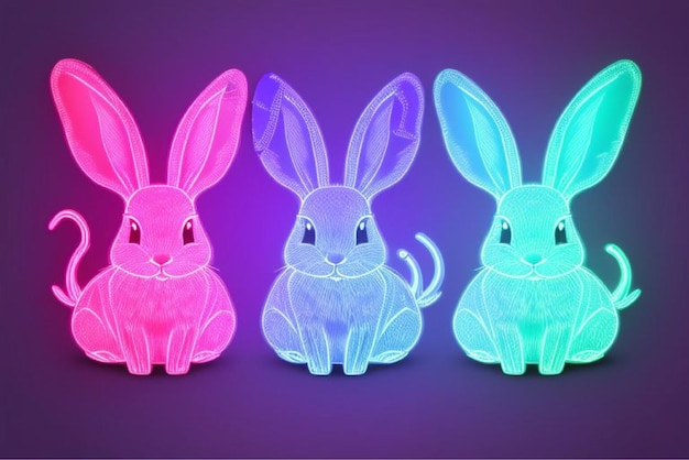 Vector bunny brigade group of cute rabbits