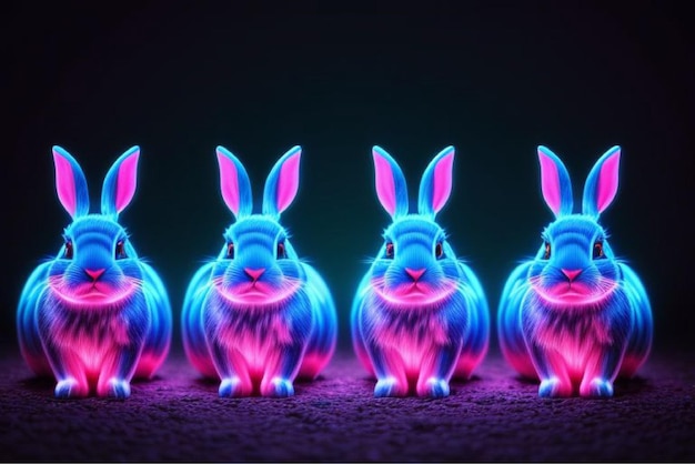 Vector bunny brigade group of cute rabbits